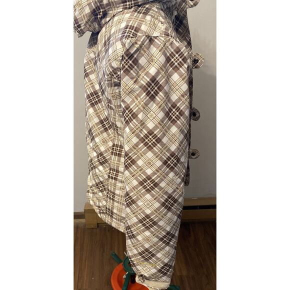 BETTY RIDES Zip & Snap Up Brown And White Plaid Quilted Parka Jacket Womens M - Picture 7 of 10